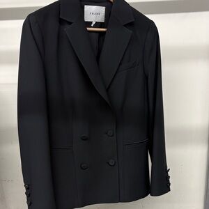 Frame Denim noir Double-Breasted Blazer
